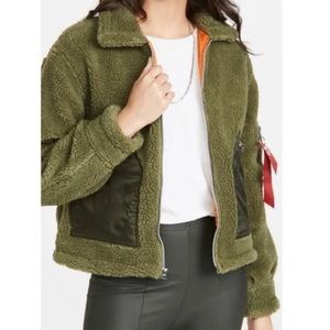 Alpha Industries Cropped Sherpa Utility Jacket Sage Bomber